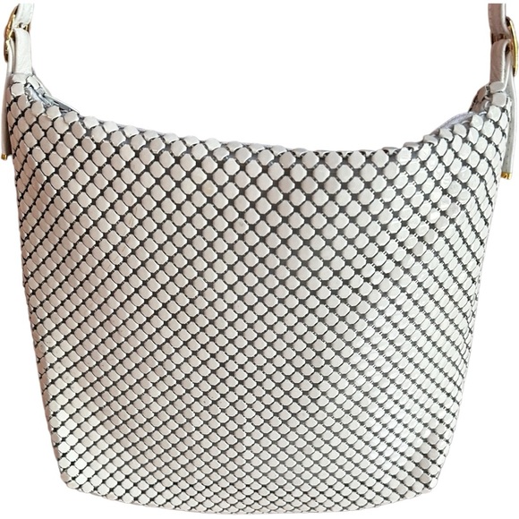 Whiting & Davis white vintage metal bead bag - Picture 2 of 8